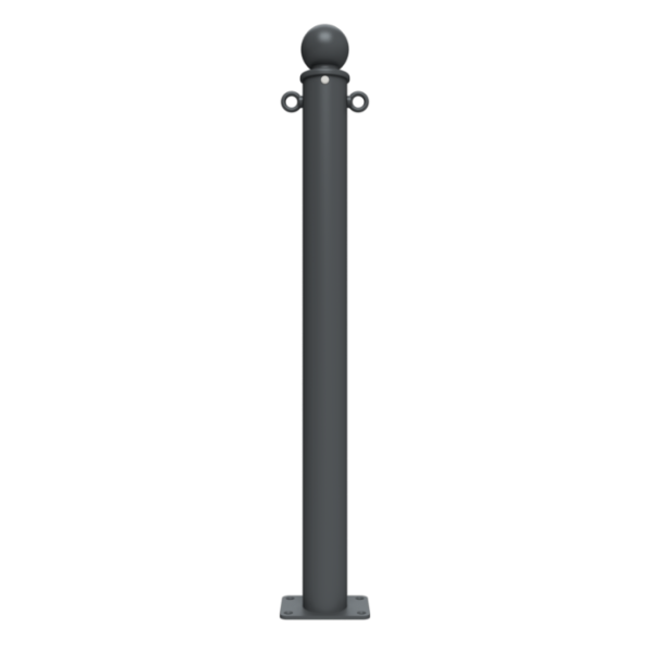 Ornamental bollard | Series 474B | � 76 mm | stationary, to be fixed by plugswith base plate 100 x 150 mm | without lock | with 2 eyelets